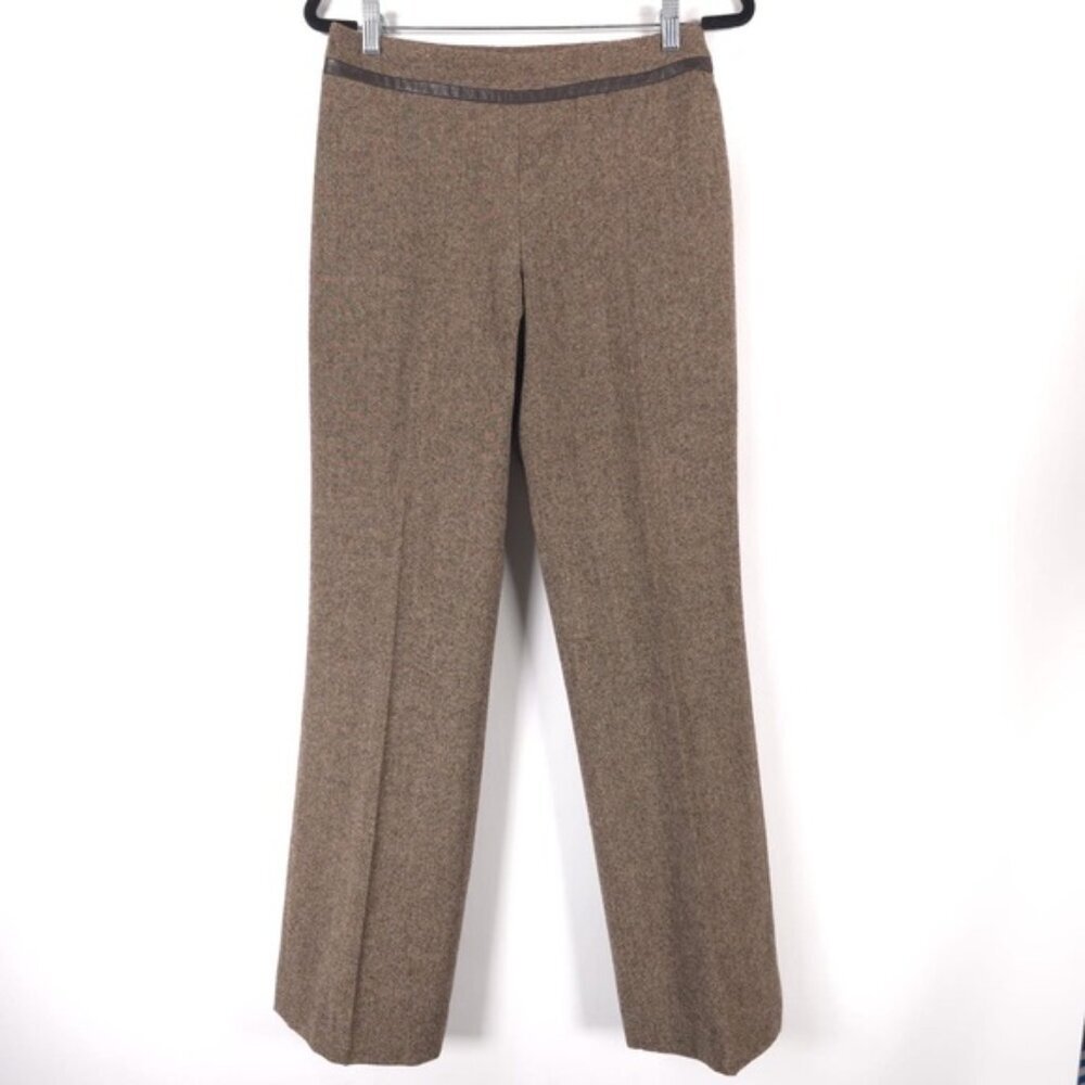 PENDLENTON 100% VIRGIN WOOL Trim 100% LEATHER Crease Line Pants USA MADE Size 6